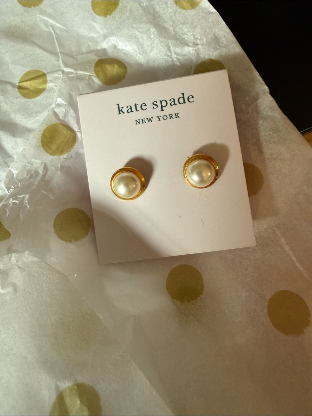 kate spade Gold Pearl Stud Earrings